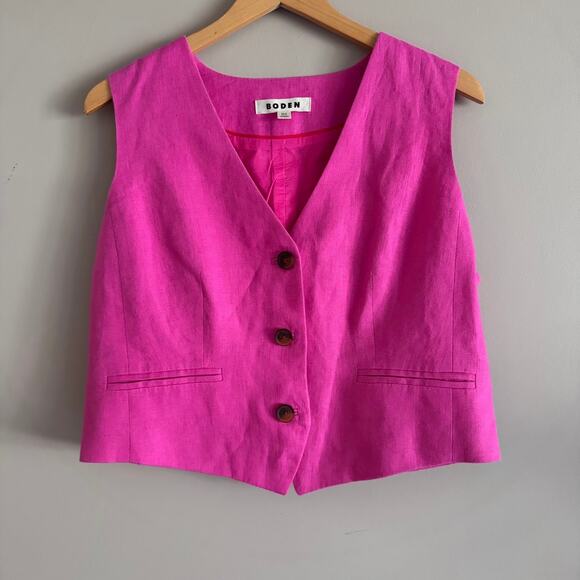 Boden Hot Pink Linen Blazer and Keswick Waistcoat Tailored Size 10 & 10P - Picture 11 of 13